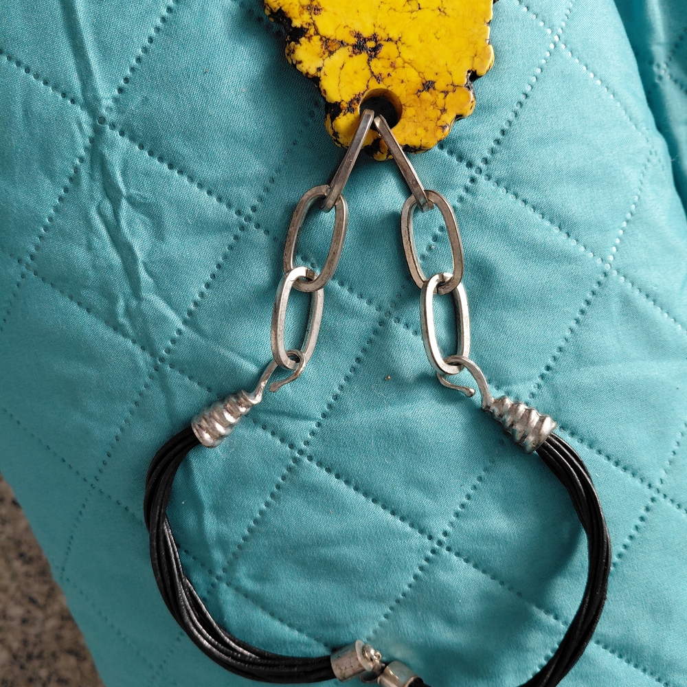 Yellow and Black Pendant Necklace